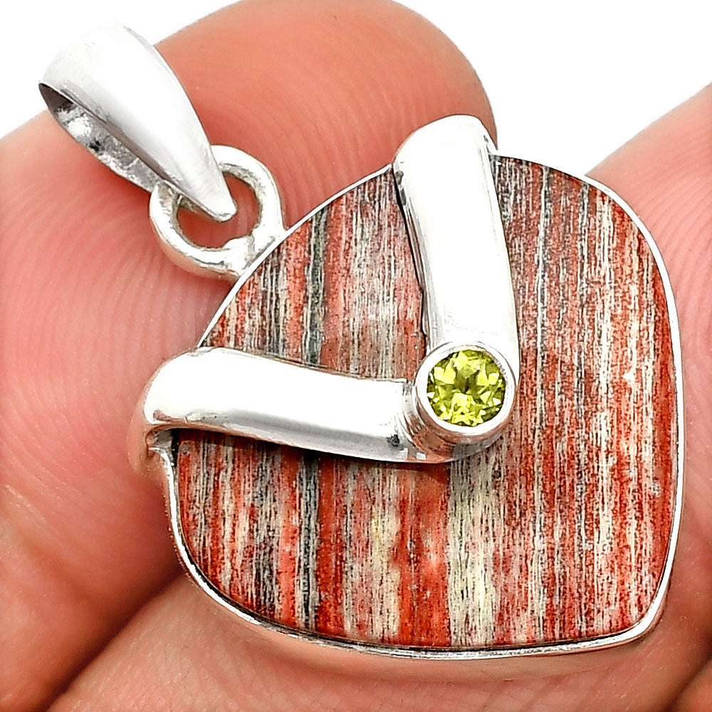 Natural Snake Skin Jasper & Peridot Pendant P-1735 SDP150772