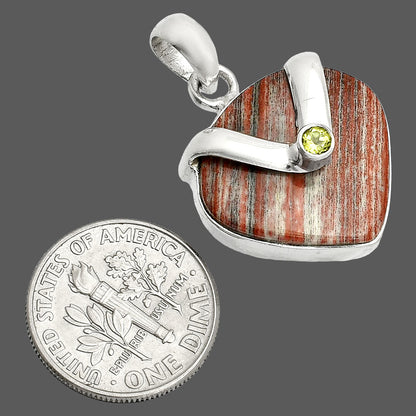 Natural Snake Skin Jasper & Peridot Pendant P-1735 SDP150772