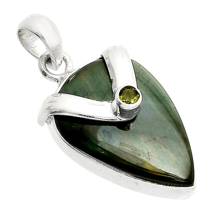 Natural Blue Tiger Eye & Peridot Pendant P-1735 SDP150784