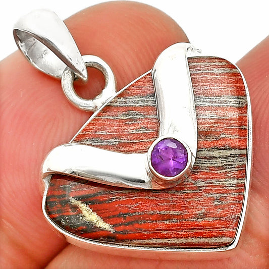 Natural Snake Skin Jasper & Amethyst Pendant P-1735 SDP150789