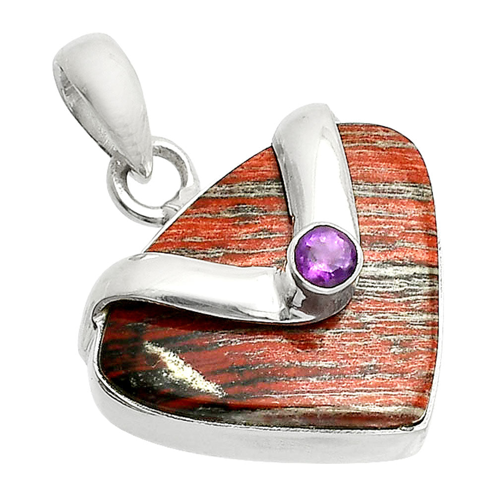 Natural Snake Skin Jasper & Amethyst Pendant P-1735 SDP150789