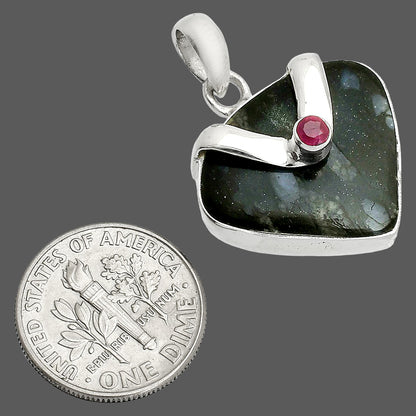 Llanite Blue Opal Crystal Sphere & Ruby Pendant P-1735 SDP150794