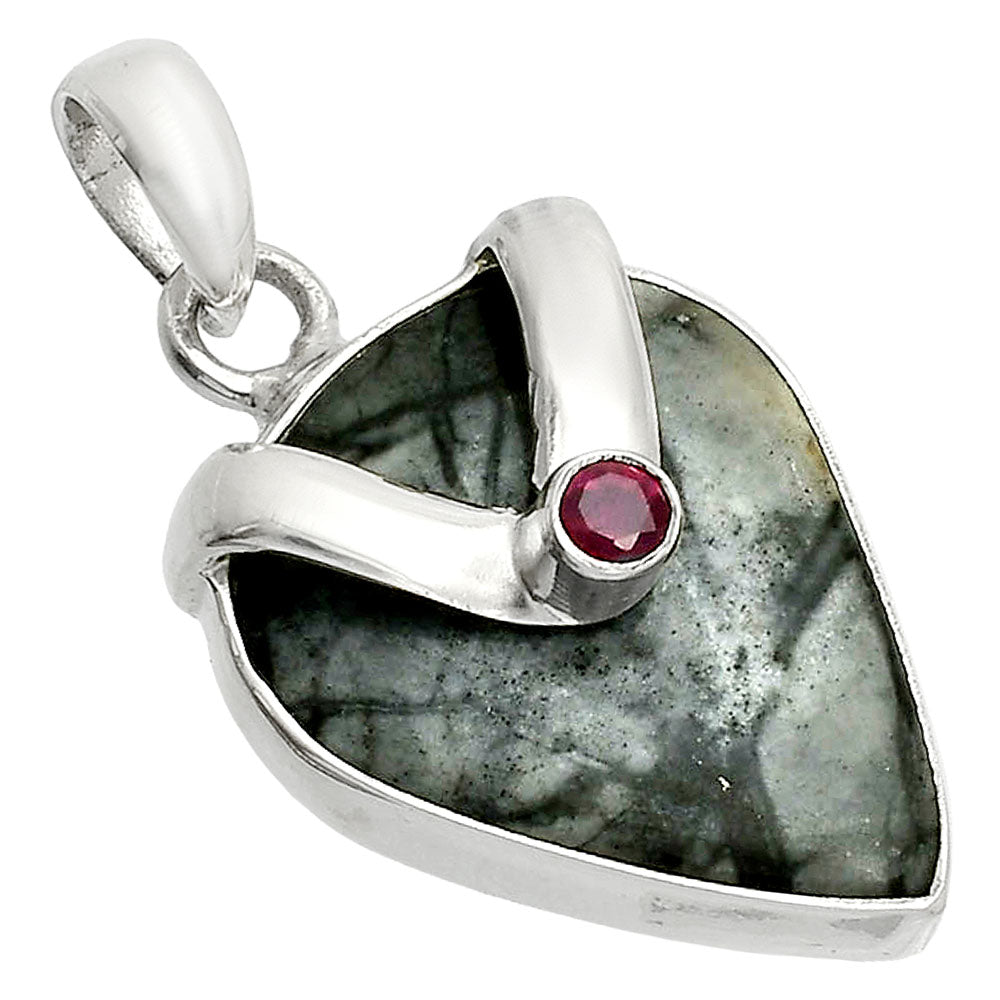 Natural Picasso Jasper & Garnet Pendant P-1735 SDP150795