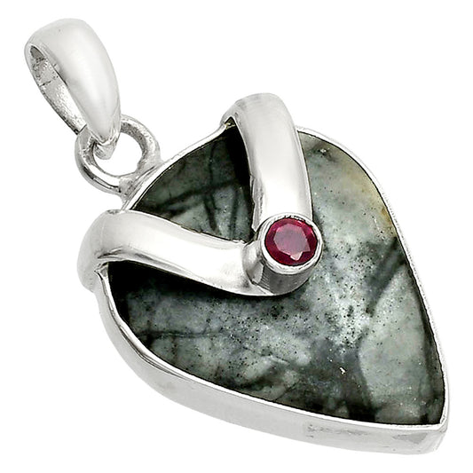 Natural Picasso Jasper & Garnet Pendant P-1735 SDP150795
