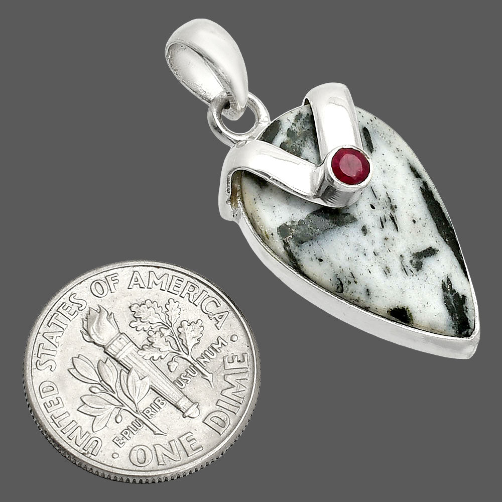 Natural Hornblende & Ruby Pendant P-1735 SDP150797