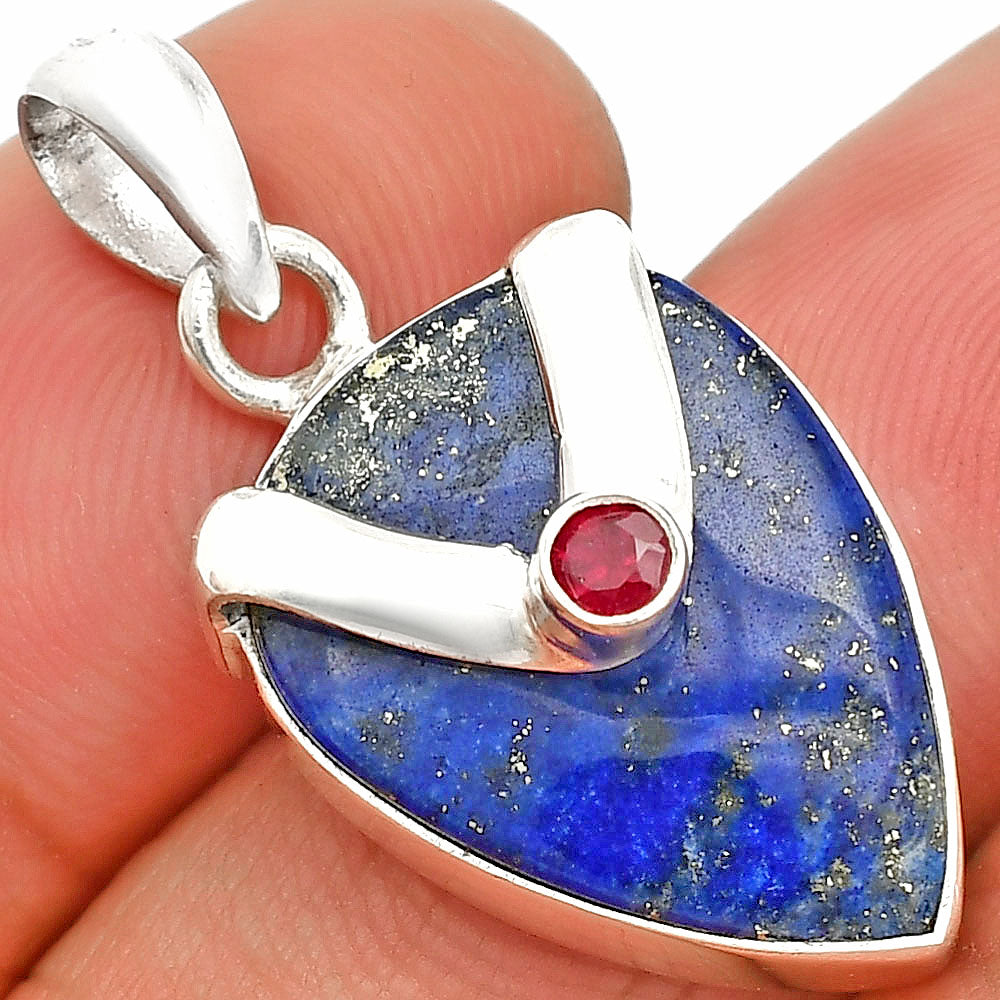 Lapis Lazuli - Afghanistan & Garnet Pendant P-1735 SDP150799