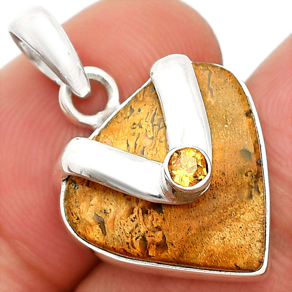 Natural Picture Jasper & Citrine Pendant P-1735 SDP150801