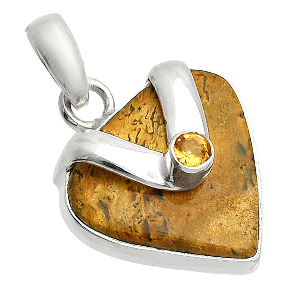 Natural Picture Jasper & Citrine Pendant P-1735 SDP150801