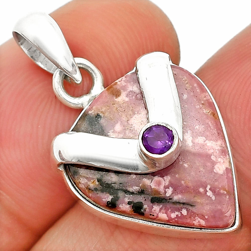 Natural Rhodonite & Amethyst Pendant P-1735 SDP150805