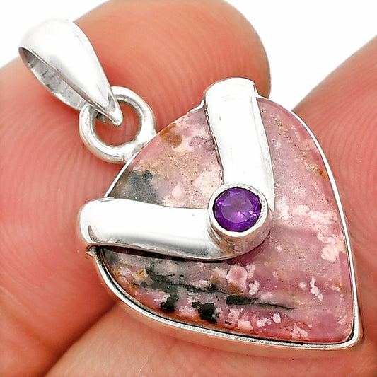 Natural Rhodonite & Amethyst Pendant P-1735 SDP150805