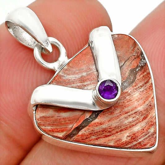 Natural Snake Skin Jasper & Amethyst Pendant P-1735 SDP150810