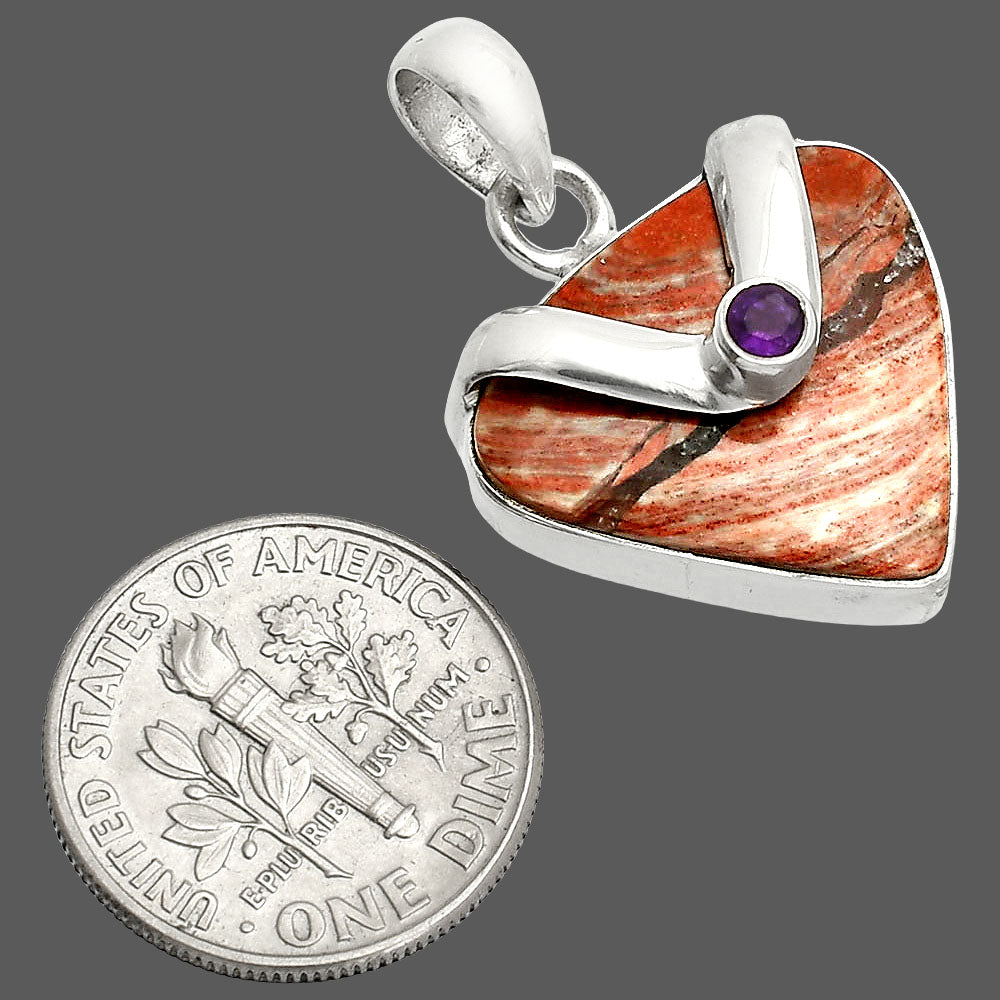 Natural Snake Skin Jasper & Amethyst Pendant P-1735 SDP150810
