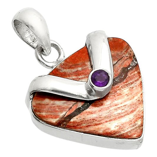 Natural Snake Skin Jasper & Amethyst Pendant P-1735 SDP150810