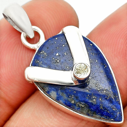 Natural Lapis Lazuli & White Zircon Pendant P-1735 SDP150819