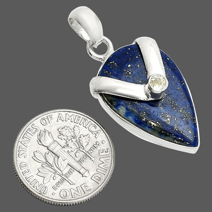 Natural Lapis Lazuli & White Zircon Pendant P-1735 SDP150819