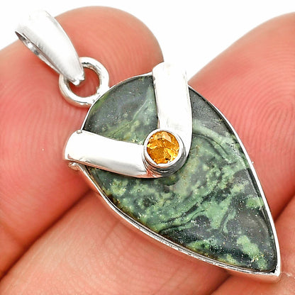 Natural Star Galaxy Jasper & Citrine Pendant P-1735 SDP150826