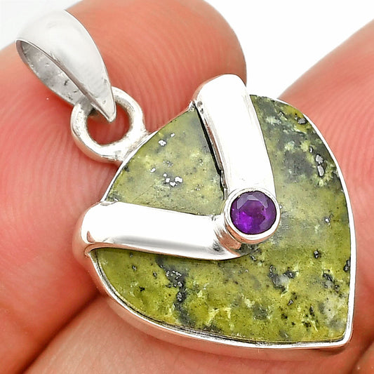 Natural Serpentine & Amethyst Pendant P-1735 SDP150829