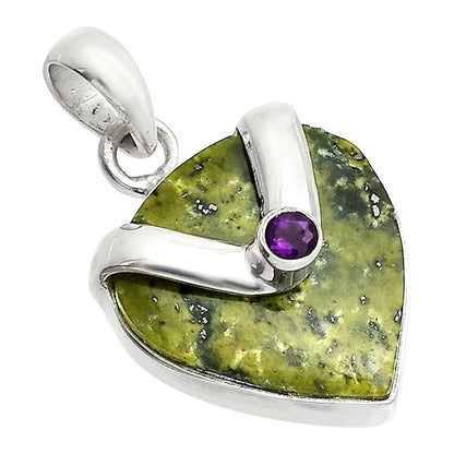 Natural Serpentine & Amethyst Pendant P-1735 SDP150829