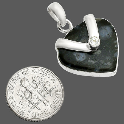 Llanite Blue Opal Crystal Sphere & White Zircon Pendant P-1735 SDP150830