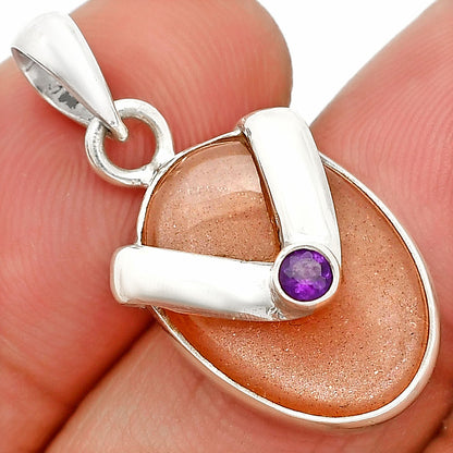 Natural Sunstone - Namibia & Amethyst Pendant P-1735 SDP150839