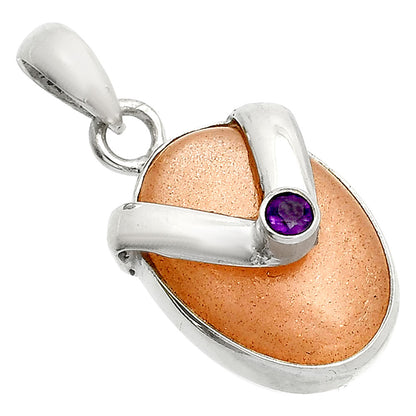 Natural Sunstone - Namibia & Amethyst Pendant P-1735 SDP150839