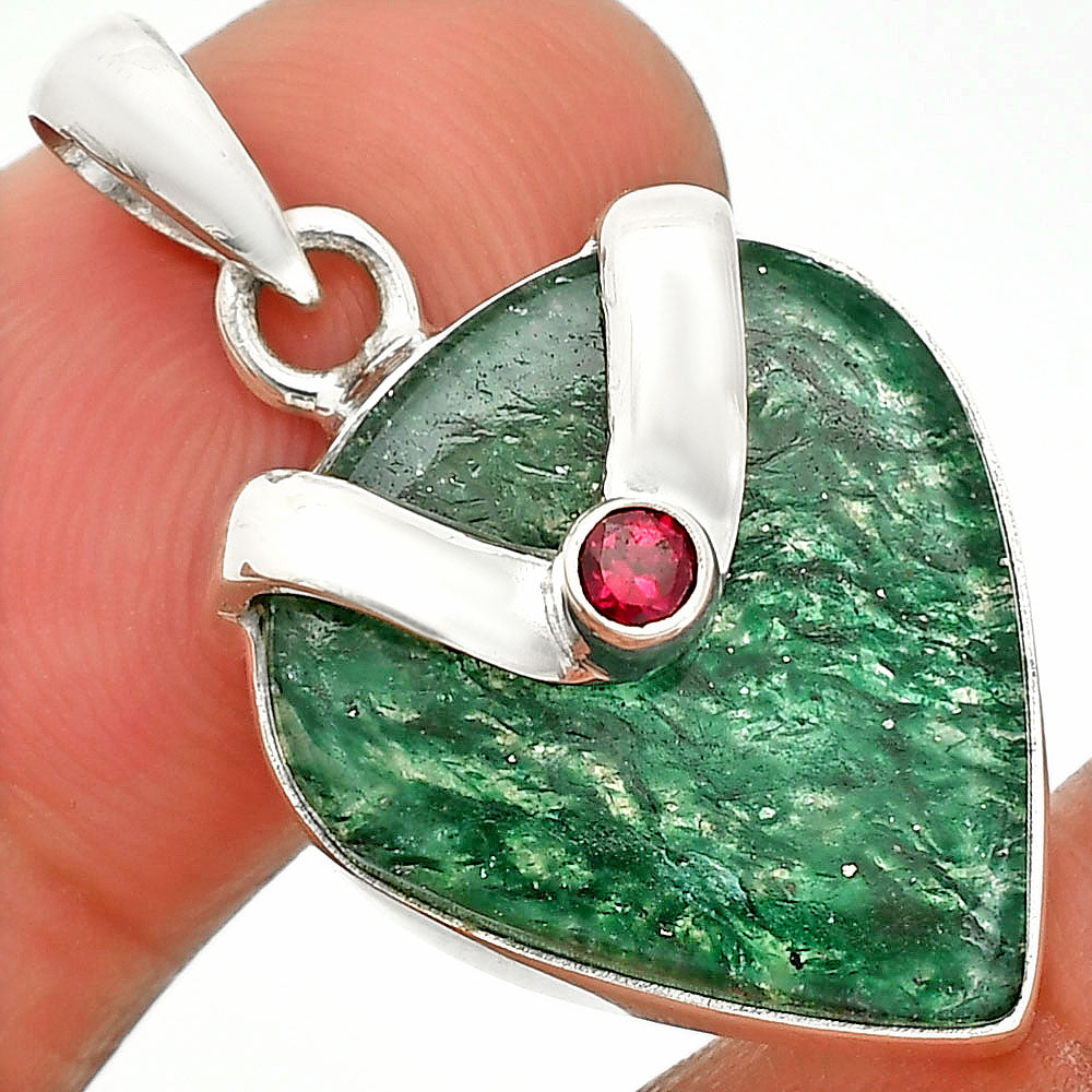 Natural Green Aventurine & Ruby Pendant P-1735 SDP150841