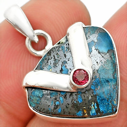 Natural Shattuckite - USA & Garnet Pendant P-1735 SDP150842