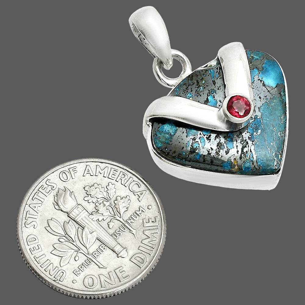 Natural Shattuckite - USA & Garnet Pendant P-1735 SDP150842