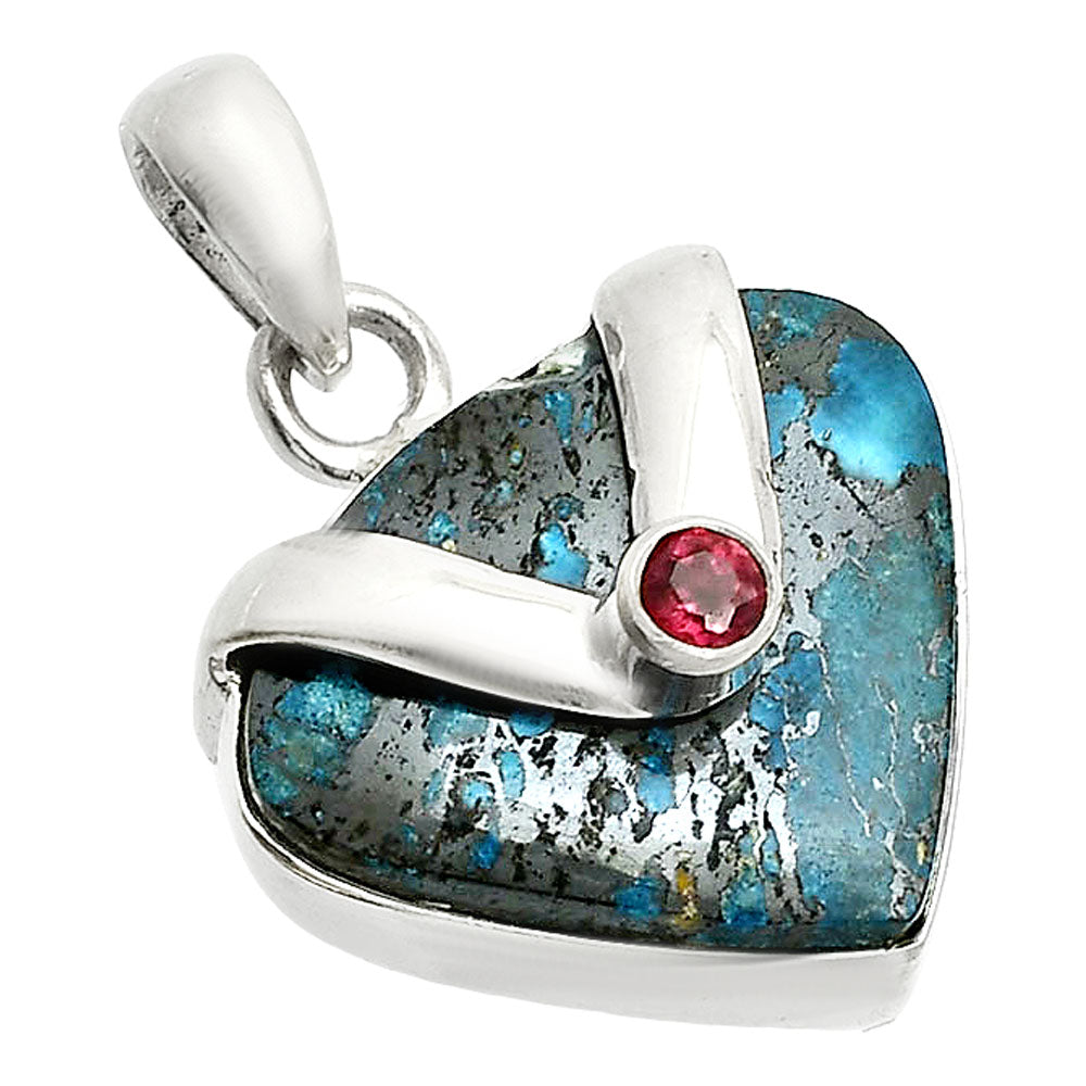 Natural Shattuckite - USA & Garnet Pendant P-1735 SDP150842