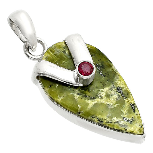 Natural Serpentine & Ruby Pendant P-1735 SDP150844
