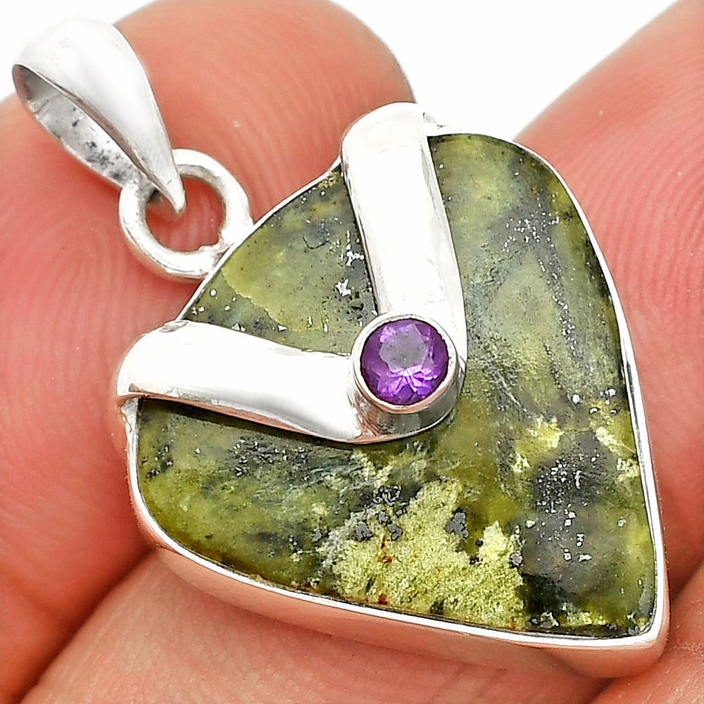 Natural Serpentine & Amethyst Pendant P-1735 SDP150847