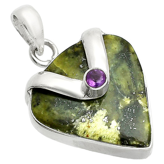 Natural Serpentine & Amethyst Pendant P-1735 SDP150847