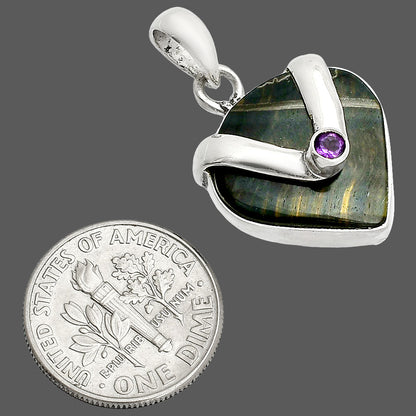 Natural Blue Tiger Eye & Amethyst Pendant P-1735 SDP150848