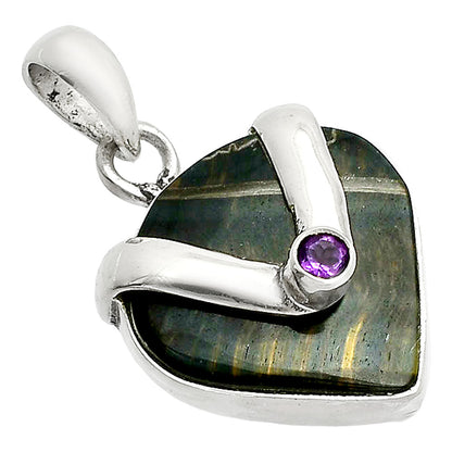 Natural Blue Tiger Eye & Amethyst Pendant P-1735 SDP150848