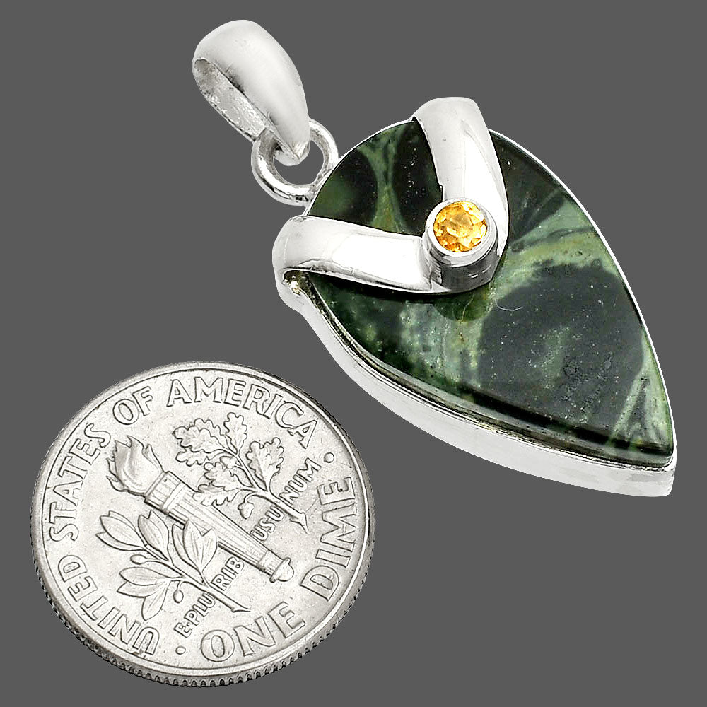 Natural Star Galaxy Jasper & Citrine Pendant P-1735 SDP150857