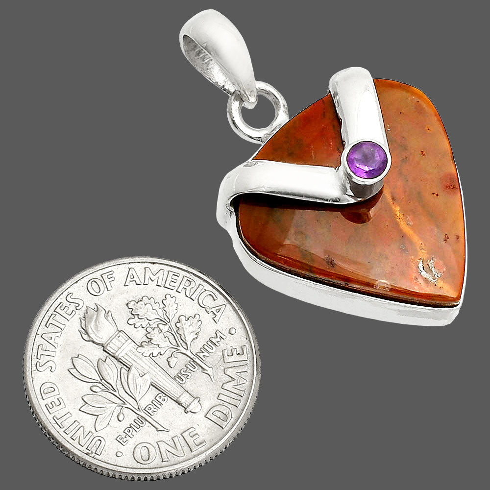 Natural Red Mookaite & Amethyst Pendant P-1735 SDP150860