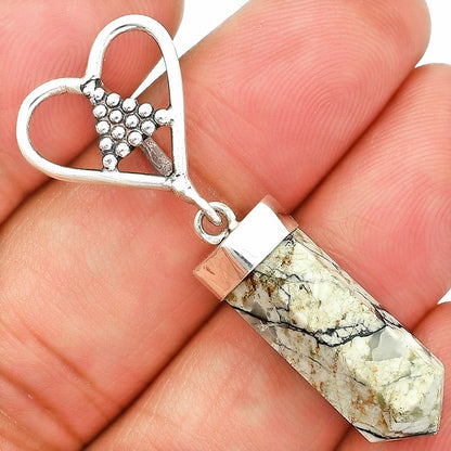 Heart Point - Authentic White Buffalo Turquoise Nevada Pendant P-1721 SDP150863