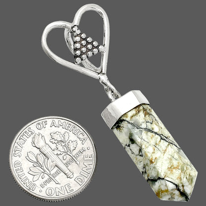 Heart Point - Authentic White Buffalo Turquoise Nevada Pendant P-1721 SDP150863