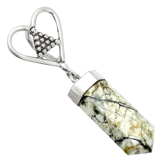 Heart Point - Authentic White Buffalo Turquoise Nevada Pendant P-1721 SDP150863