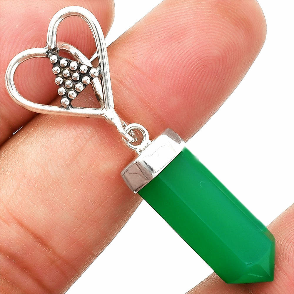 Heart Point - Natural Green Onyx Pendant P-1721 SDP150864
