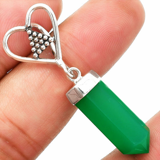 Heart Point - Natural Green Onyx Pendant P-1721 SDP150864