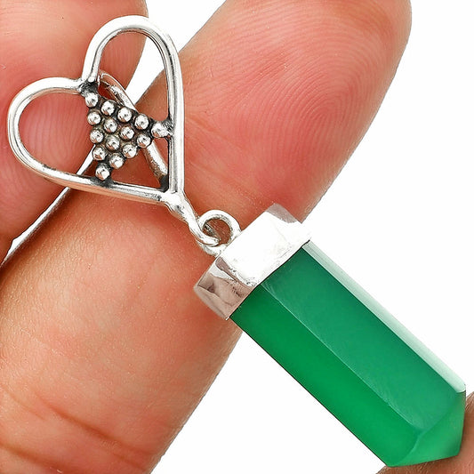 Heart Point - Natural Green Onyx Pendant P-1721 SDP150873