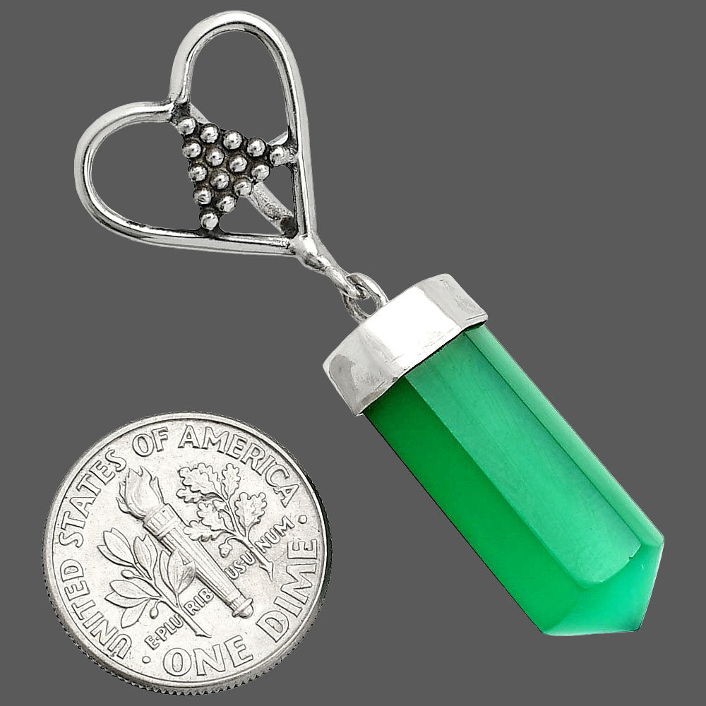Heart Point - Natural Green Onyx Pendant P-1721 SDP150873