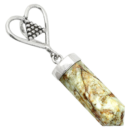 Heart Point - Authentic White Buffalo Turquoise Nevada Pendant P-1721 SDP150874