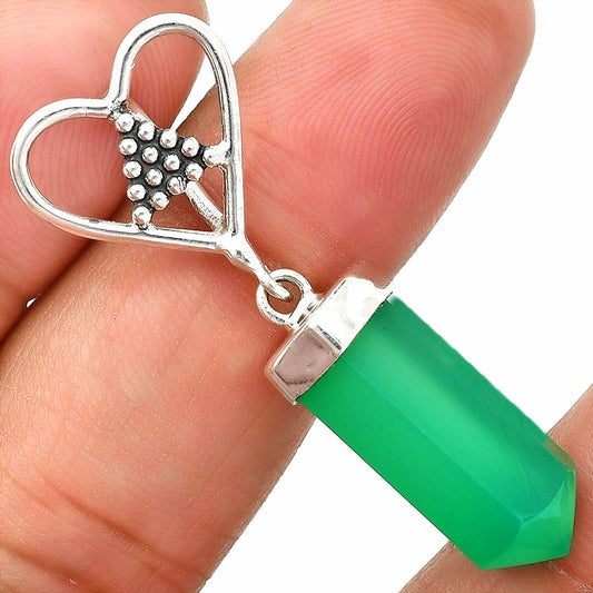 Heart Point - Natural Green Onyx Pendant P-1721 SDP150877