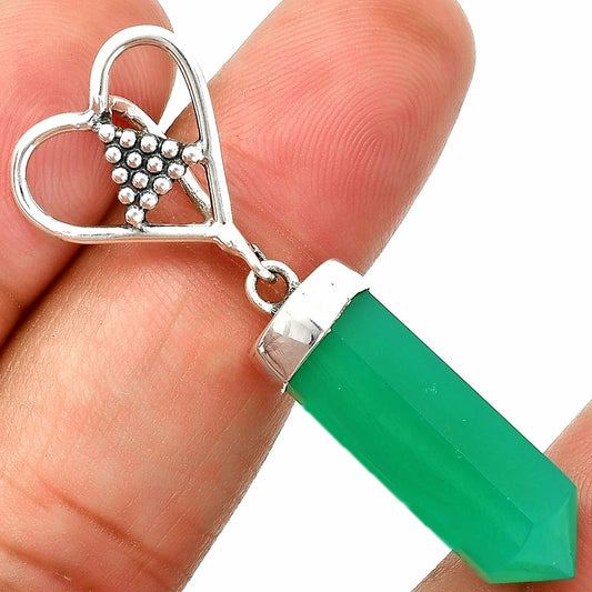 Heart Point - Natural Green Onyx Pendant P-1721 SDP150878