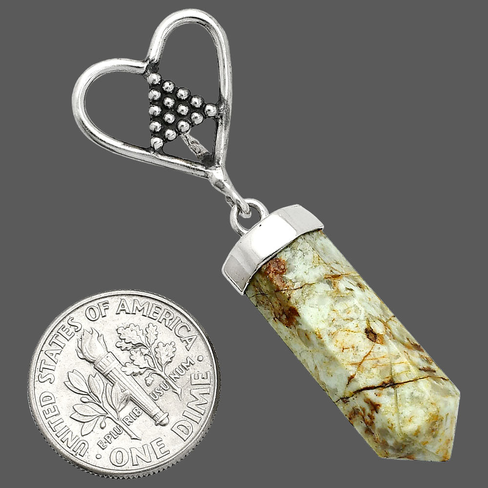 Heart Point - Authentic White Buffalo Turquoise Nevada Pendant P-1721 SDP150879