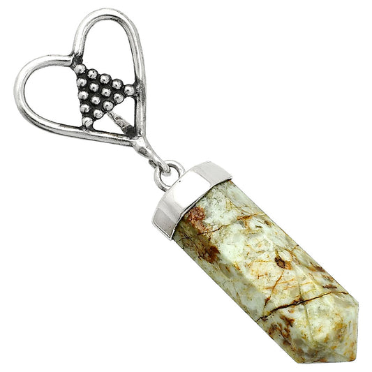 Heart Point - Authentic White Buffalo Turquoise Nevada Pendant P-1721 SDP150879