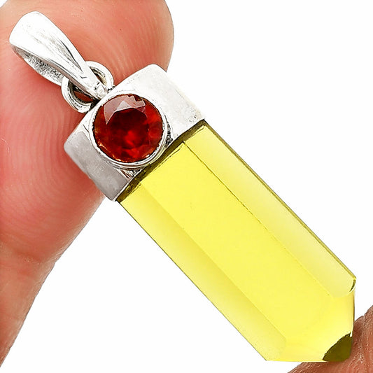 Natural Lemon Quartz Point & Garnet Pendant P-1107 SDP150898