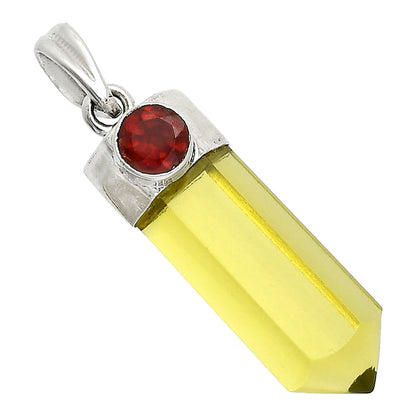 Natural Lemon Quartz Point & Garnet Pendant P-1107 SDP150898